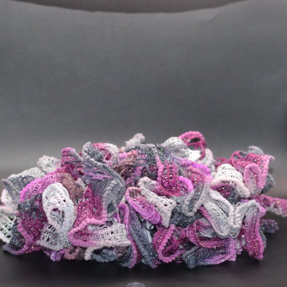 Homemade Purple and Grey Ruffle Scarf - Picture 1 of 2